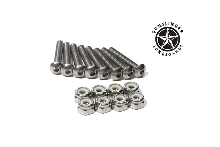 8 Piece Hardware Set : Stainless Steel 304 - Gunslinger Longboards Skateboards Australia